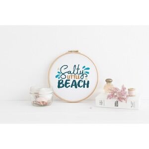 Salty Little Beach‎ Ocean Coastal Word Art Counted Cross Stitch Kit